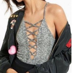 Express criss-cross plunging neck bodysuit